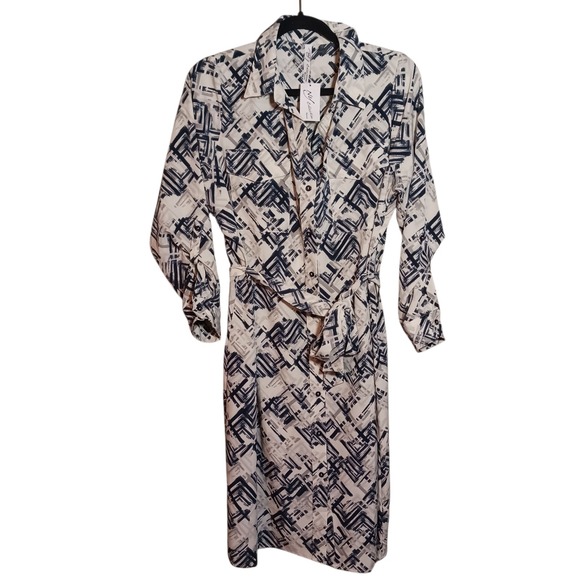 My collection Size 1X button-up dress belted waist NWT - Picture 1 of 5
